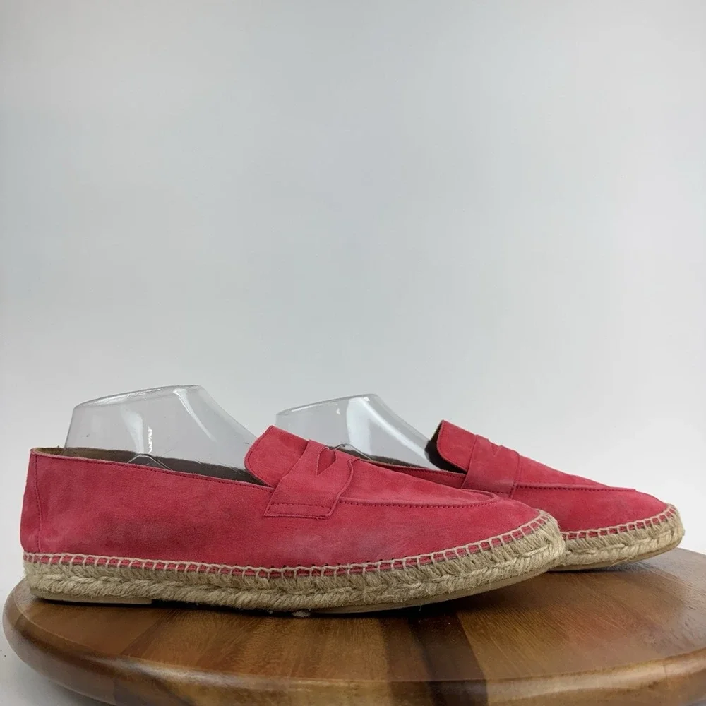 Womens Bougeotti Hot Pink Suede Casual Espadrille Penny Loafers Shoes Size EU 42